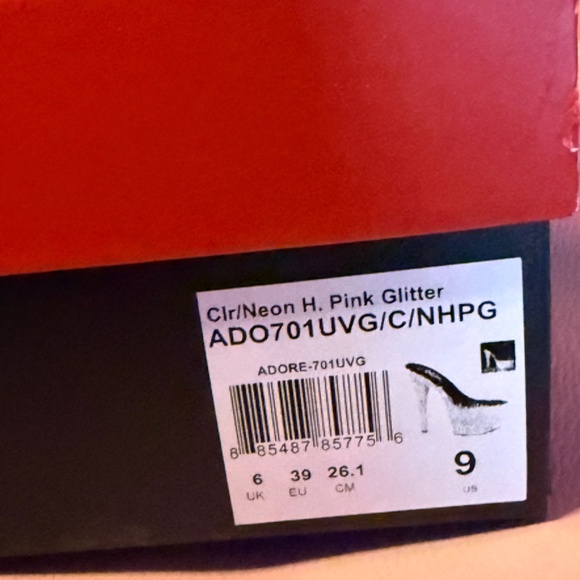 Pleaser 7" Adore #701- Hot Pink Glitter UV Slides- Size 9 - Picture 4 of 6